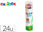 Lápis de Cor Carioca Tita Mina 3 mm. tubo metal 24 cores sortidas + Apara Lápis.