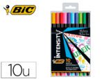 Marcador Bic Intensity Fine ponta de fibra 0,4 mm. Blister de 10 unidades, cores sortidas.