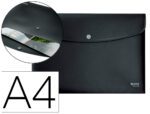 Bolsa Porta Documentos Leitz recycle em polipropileno, com fecho de mola. Formato A4, cor preto.