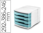 Bloco Classificador Secretária Cep.Com 4 gavetas. Cor branco/Ver água.