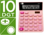 Calculadora de Secretária Liderpapel Xf23, formato: 127X105X24 mm., 10 dígitos, solar e pilhas. Cor rosa.