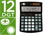 Calculadora de Secretária Liderpapel Xf27, formato: 155X115X25 mm., 12 dígitos, taxas, solar e pilhas. Cor preto.