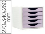Bloco Classificador Q-Connect. Com . Com 5 gavetas. Coretas. Cor lavanda pastel.