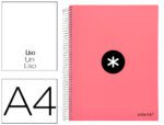 Caderno Espiral Liderpapel A4 Antartik capa forrada 120 F 100 grs. liso. 5 bandas, cor coral.