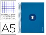 Caderno Espiral Liderpapel Antartik capa forrada. Com 120 folhas, formato A5,, papel com 100 grs., quadrículado 5 mm. 5 Bandas. Cor azul escuro.