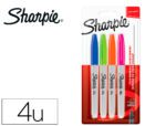 Marcador Permanente Sharpie fino ponta 1 mm. Blister com 4 unidades, cores fantasia sortidas.