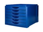 Ficheiro Gavetas de Secretária Q-Connect bandeja organizadora superior. 6 gavetas. Cor azul opaco, tamanho 350X255X280 mm.