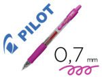 Esferográfica Pilot G-2 tinta gel retrátil, pega de borracha. Cor rosa.