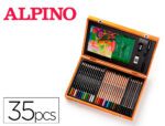 Estojo de Pintura Derwent Academy em madeira, lápis de cores com 35 peças.