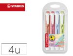 Marcador Fluorescente Stabilo Swing Cool, cor pastel. Estojo de 4 unidades, cores sortidas.