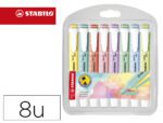 Marcador Fluorescente Stabilo Swing Cool, cor pastel. Estojo de 8 unidades, cores sortidas.