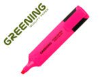 Marcador Fluorescente Greening ponta biselada, cor rosa.