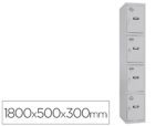 Cacifo Metálico Simonlocker. Com quatro portas com fechadura. Respiro e caixilho para etiquetas. Cor cinza. Tamanho/azul. Tamanho 1800X500X300 mm.