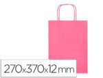 Saco De Papel Q-Connect Celulose Rosa M Com Asa Torcida 270X370X12 Mm