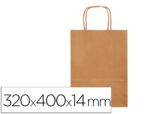Saco De Papel Q-Connect Kraft Natural Liso L Com Asa Torcida 320X400X14 Mm