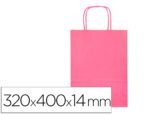 Saco De Papel Q-Connect Celulose Rosa L Com Asa Torcida 320X400X14 Mm