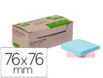 Bloco de Notas Adesivas Q-Connect. Formato 76X76 mm. 100% papel reciclado. Caixa com cartão. Cores pastel.
