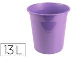 Cestoem Plástico Liderpapel ecouse 100% reciclado. Capacidade 13 litros. Cor lavanda opaco.