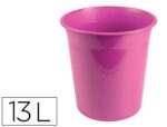 Cestoem Plástico Liderpapel ecouse 100% reciclado. Capacidade 13 litros. Cor rosa opaco.