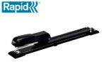 Agrafador Metálico Rapid e15. Braço largo. Capacidade 20 folhas. Usa agrafes 24/6 e 26/26. Cor preto.