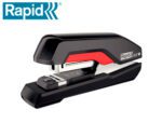 Agrafador Rapid S27 Fullstrip plástico. Capacidade 30 folhas. Usa agrafes 24/6 e 26/6. Cor preto/vermelho
