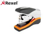 Agrafador Rexel Optima 40 compact. Capacidade 40 folhas. Cor cinza/laranja.