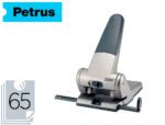 Furador Petrus 305 metálico. Capacidade de 65 folhas, cor prata.