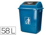 Contentor de Lixo em plástico Q-Connect com tampa de empurrar. Capacidade 58 litros, tamanho 470X330X760 mm. Cor azul