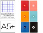 Caderno Cosido Liderpapel Antartik A5+ PlusCOm 48 folhas, gramagem 90 grs., quadrículado 5 mm. Com margem, 6 cores sortidas.