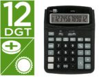 Calculadora de Secretária Liderpapel Xf39, 40% plástico reciclado, formato: 190X140X25 mm., 12 dígitos, solar e pilhas. Cor preto.