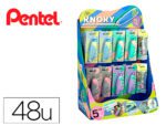 Corretor de Fita Pentel Knoky 5 mm. X 6 metros com 60 unidades. Cores pastel sortidas e recargas.