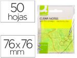 Bloco de Notas Adesivas Q-Connect removiveis, plástico translucido. Com 50 folhas. Formato 76X76 mm. Cor amarelo Neon.