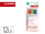 Lápis de Cor Stabilo Aquaçolor Love, águarelaveis pastel. Estojo cartão de 12 cores sortidas.