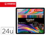 Lápis de Cor Stabilo Arty águarelaveis original. Estojo metálico de 24 cores sortidas.