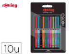 Marcador Rotring Fineliner ponta metálica 0,4 mm. Pack de 10 cores sortidas.