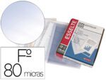 Bolsa Catálogo/Mica fólio Pvc cristal Esselte. 80 microns. Com reforço. Caixa com 100 unidades.