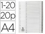 Separador Numerico Q-Connect Plastico 1-20 Conjunto De 20 Separadores Din A4 Multiperfurados