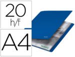 Capa Catálogo Leitz recycle, formato A4, com 20 bolsas em polipropileno. Cor azul.