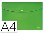 Bolsa Porta Documentos Leitz em polipropileno recycle com fecho de mola. Formato A4, cor verde.