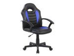 Cadeira Gaming Rocada, braços fixos, base em nylon com rodas. Imitação pele preto/azul. Medidas: 435X430X880-995 mm.
