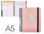 Agenda Escolar Antartik Ano 24-25. Coleção minimal. Cor rosa. Dia página A5.