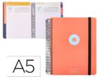 Agenda Escolar Antartik Ano 24-25. Coleção minimal. Cor laranja. Dia página A5.