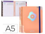 Agenda escolar Antartik Ano 24-25 Coleção máximal. Cor laranja claro. Dia página A5.