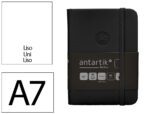 Caderno com Elástico Antartik capa dura preta. Formato A7, com 80 folhas lisas, gramagem 80 grs.