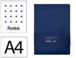 Caderno com Elástico Antartik capa dura azul marinho. Formato A4, com 100 folhas pontos, gramagem 80 grs.