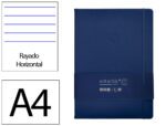Caderno com Elástico Antartik capa dura azul marinho. Formato A4, com 100 folhas pautadas, gramagem 80 grs.