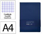 Caderno com Elástico Antartik capa dura azul marinho. Formato A4, com 100 folhas quadrículadas, gramagem 80 grs.
