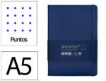 Caderno com Elástico Antartik capa dura azul marinho. Formato A5, com 100 folhas pontos, gramagem 80 grs.