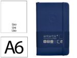 Caderno com Elástico Antartik capa dura azul marinho. Formato A6, com 100 folhas lisas, gramagem 80 grs.