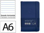 Caderno com Elástico Antartik capa dura azul marinho. Formato A6, com 100 folhas pautadas, gramagem 80 grs.